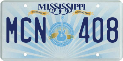 MS license plate MCN408