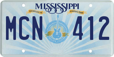 MS license plate MCN412