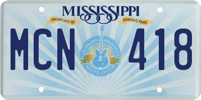 MS license plate MCN418