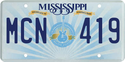 MS license plate MCN419