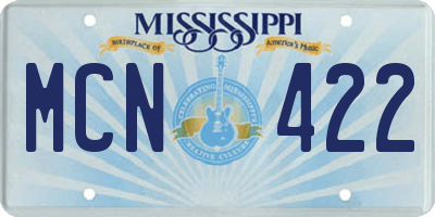 MS license plate MCN422