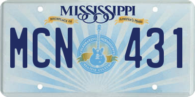 MS license plate MCN431