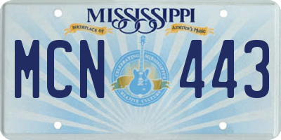 MS license plate MCN443