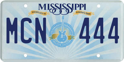 MS license plate MCN444