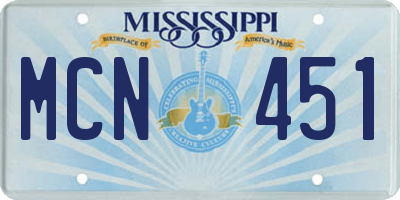 MS license plate MCN451