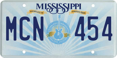 MS license plate MCN454
