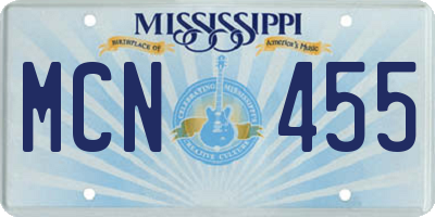 MS license plate MCN455