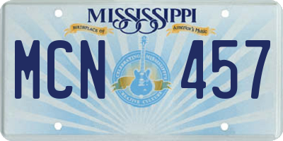 MS license plate MCN457