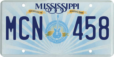 MS license plate MCN458