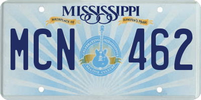 MS license plate MCN462
