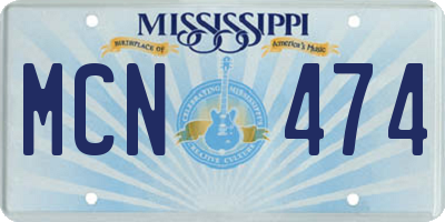 MS license plate MCN474