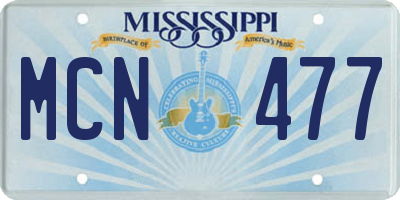 MS license plate MCN477