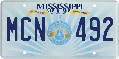 MS license plate MCN492