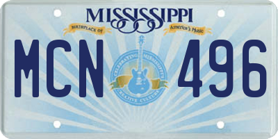 MS license plate MCN496