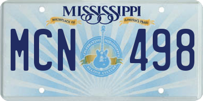 MS license plate MCN498