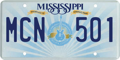 MS license plate MCN501