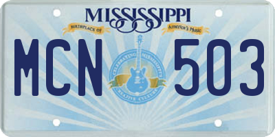 MS license plate MCN503
