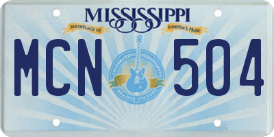 MS license plate MCN504