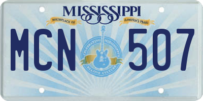 MS license plate MCN507