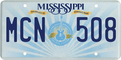 MS license plate MCN508