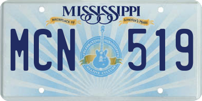 MS license plate MCN519