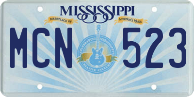 MS license plate MCN523
