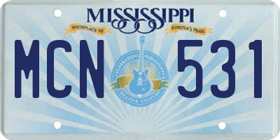 MS license plate MCN531