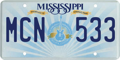 MS license plate MCN533