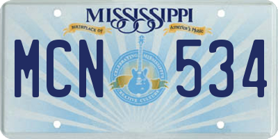 MS license plate MCN534