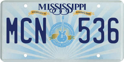 MS license plate MCN536