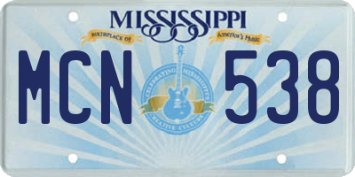 MS license plate MCN538