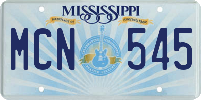 MS license plate MCN545