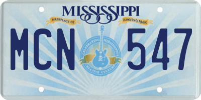 MS license plate MCN547