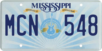 MS license plate MCN548