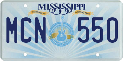 MS license plate MCN550