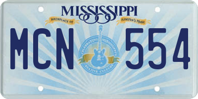MS license plate MCN554