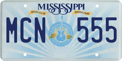 MS license plate MCN555