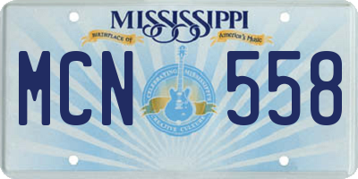 MS license plate MCN558