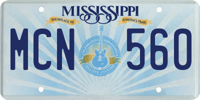 MS license plate MCN560