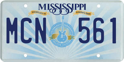 MS license plate MCN561