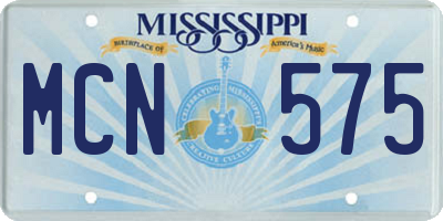 MS license plate MCN575
