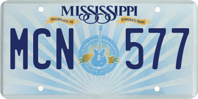 MS license plate MCN577