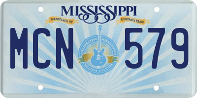 MS license plate MCN579