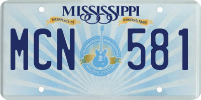 MS license plate MCN581