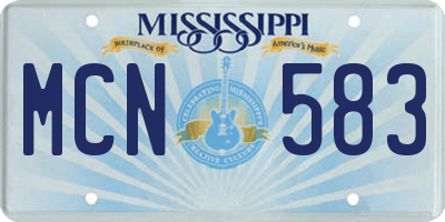 MS license plate MCN583