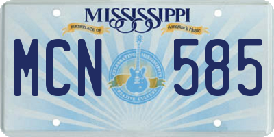 MS license plate MCN585