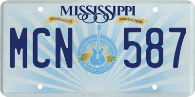 MS license plate MCN587