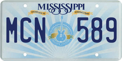 MS license plate MCN589