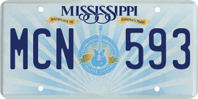 MS license plate MCN593