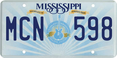 MS license plate MCN598